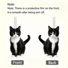2D Acrylic Plush Black And White Kitty Cat Small Decoration Pendant, Perfect Car & Bag Accessories