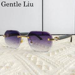 Vintage Square Rimless Sunglasses Men 2025 Luxury Brand Trendy Frameless Punk UV400 Eyewear Anti Blue Light Prescription Glasses