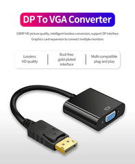 DisplayPort Display Port DP to VGA Adapter Cable For Projector DTV TV HDVD Laptop DP Male to VGA Female Converter Adapter Cable