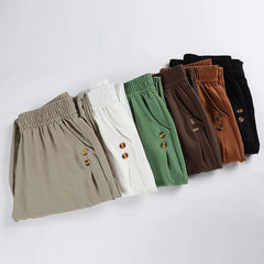 Summer plus size Stretch Harem Pants Mother Thin Summer Baggy Pantalones Women  Casual Button High Waist Trousers