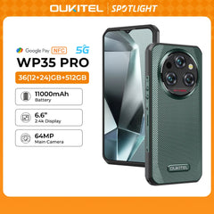 Oukitel WP35 PRO Rugged Smartphone 5G 11000mAh 36GB+512GB, 6.6" 2.4K Display Andiron 14, 64 MP, NFC Cell Phone