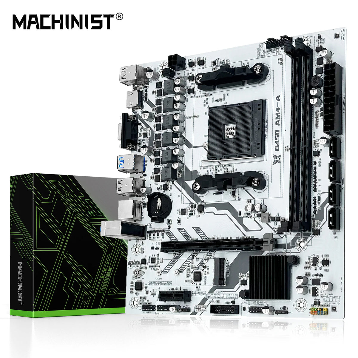 لوحة أم MACHINIST B450، معالج AMD، ذاكرة DDR4 ثنائية القناة، لوحة أم AM4، M.2 NVME (تدعم معالج Ryzen 5500 5600 5600G)