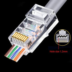 موصل Montions Rj45 Cat5e Cat6A موصل مرور شبكة غير محمي 8P8C موصل معياري لكابلات Ethernet