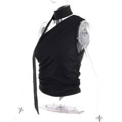 Backless Sexy Off Shoulder Halter Tank Tops Women Vintage Sleeveless Crop Top Y2K Clothes Club Female Casual Summer