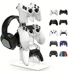 حامل وحدة تحكم عالمي ثلاثي الطبقات وحامل سماعة رأس لجهاز PS4 PS5 XBOX ONE SWITCH، حامل وحدة تحكم ملحقات الألعاب