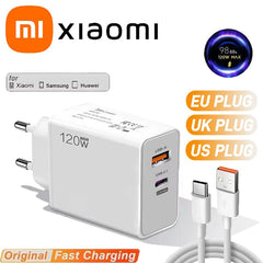 Xiaomi 120W Original Charger Turbo Fast EU US UK Wall Hypercharge Adapter Usb 6A Type C Cable For Xiaomi 13 12 11 Ultra Redmi