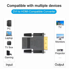 محول كابل متوافق مع DVI إلى HDMI بدقة 1080 بكسل، موصل DVI ذكر إلى أنثى ثنائي الاتجاه لجهاز عرض PS3، كمبيوتر محمول، صندوق تلفزيون