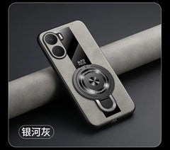 Case for Xiaomi Poco X7 pro magnetic ring holder luxury silicone sheepskin leather plexiglass Pu premium shockproof back cover