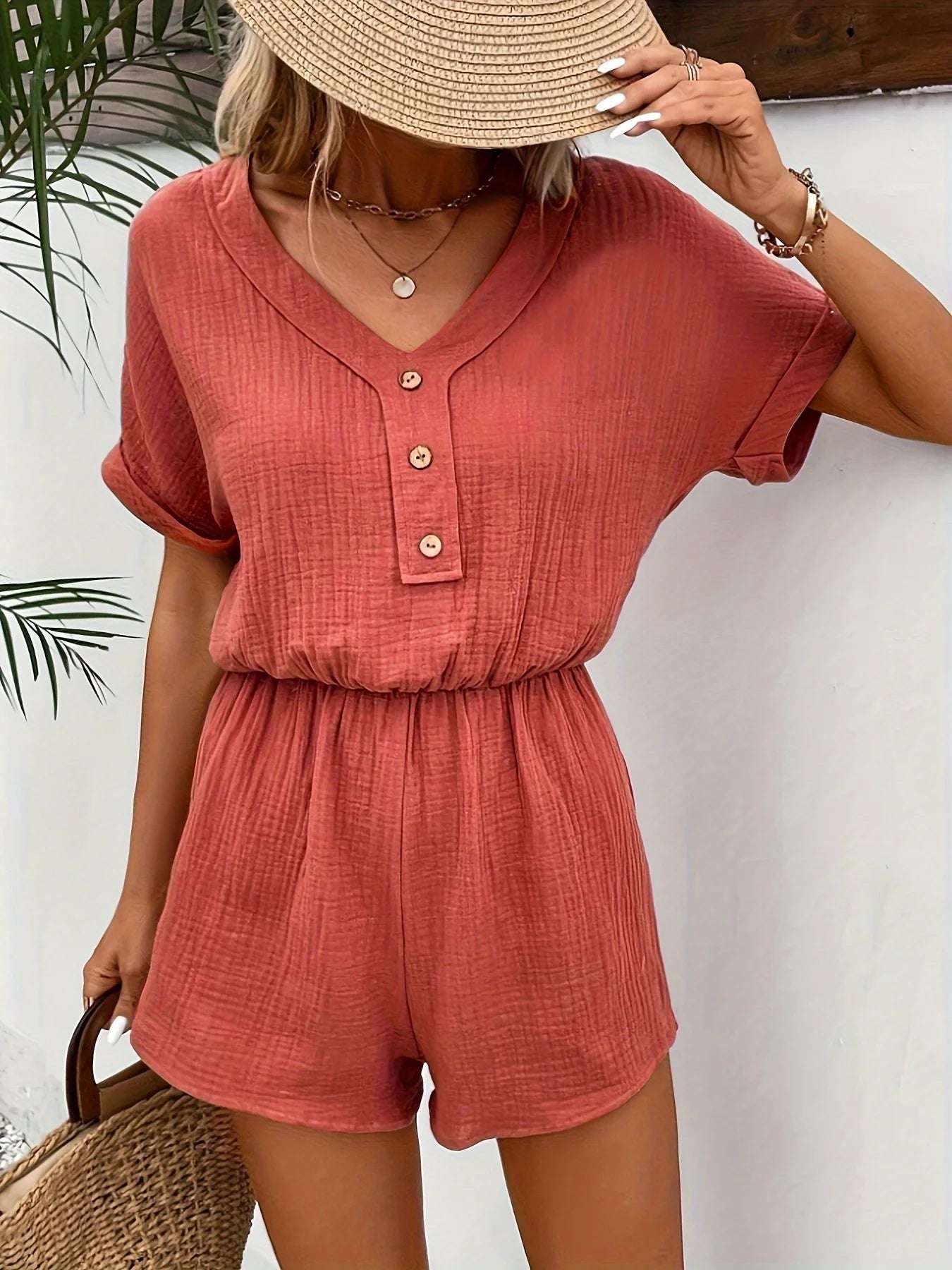 2024 Spring/Summer Amazon Foreign Trade Women's Double layered Zou Cloth Short sleeved Shorts Set Two Pieces