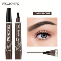 4 Forks Eye Brow Pen, 5 Color Natural Matte Liquid Tint Makeup Long Lasting Waterproof Eyebrow Smudge Proof Cosmetic