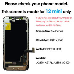 High quality AAA incell LCD For iPhone 12 mini Display Touch 12mini Screen Replacement Digitizer Assembly Repair parts Wholesale