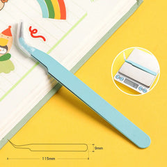 ملقط مستقيم منحني من الفولاذ المقاوم للصدأ ملون وردي أزرق أرجواني DIY ملقط رموش ملصق فن الأظافر أداة التقاط أحجار الراين