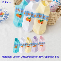 5/10 Pairs of WOMEN and MEN Cotton Socks, Casual Breathable Short Socks, and Girls' Cartoon Bear Low Cut Ankle Boat Socks