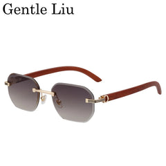 Vintage Square Rimless Sunglasses Men 2025 Luxury Brand Trendy Frameless Punk UV400 Eyewear Anti Blue Light Prescription Glasses
