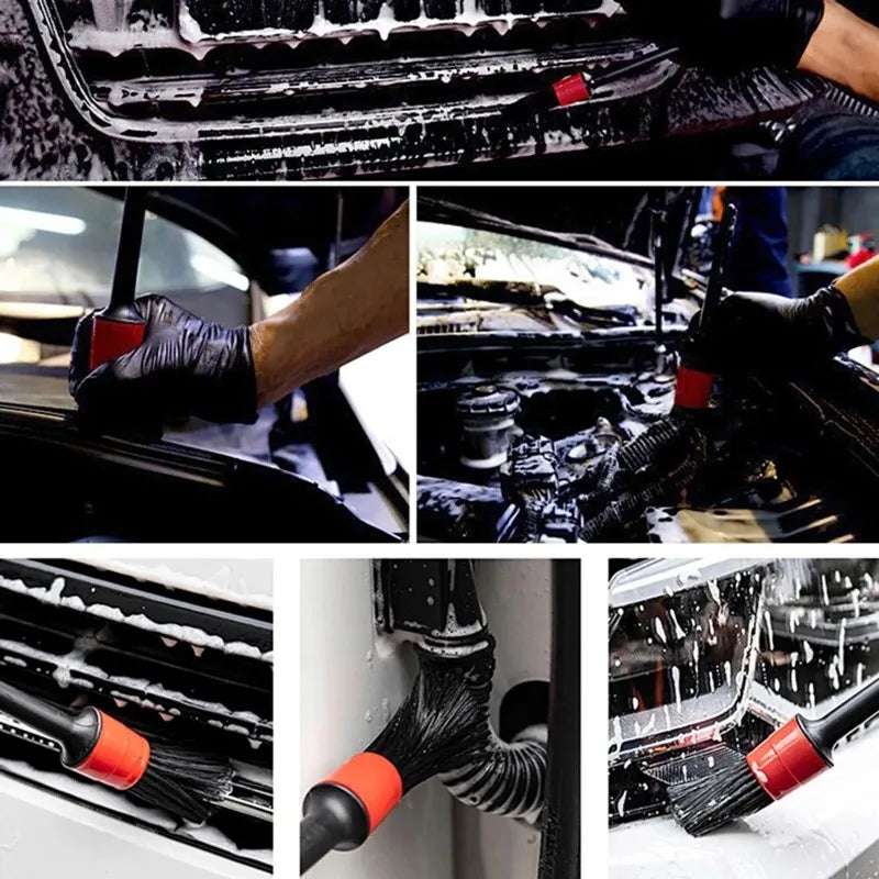 5Pcs Car Cleaning Brush Kit Auto Detail Brushes Dust Brushes For Car Interior Detailing Brush Set Wheel Rims Clean Brush Tools