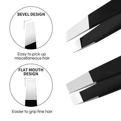CNK  Wholesale Stainless Steel Black Eyebrow Tweezer with Slant and Flat Point Beauty Tools for Eyebrows & Ingrown Hair Removal