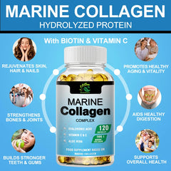 Greensure 60/120 Pcs Marine Collagen Capsules -  Supports Joints, Hair, Skin, Nails, Cartilage & Overall Health