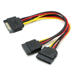 كابل تمديد SATA II Hard Disk Power 15Pin SATA ذكر إلى 2 أنثى 15Pin Power HDD Splitter عالي الجودة Y 1 إلى 2 بطول 20 سم