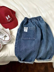 Boys Girls Toddlers Loose Pants Fashion Summer Baby Boys and Girls Baby Foreign Denim Pants New Arrival 2025