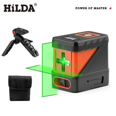 HILDA 2 Lines Laser Level Self Levelling Green Beams Laser Horizontal Vertical Cross Line Mini Laser Level