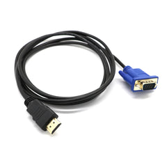 كابل HDMI بطول 1.8 متر إلى VGA بدقة 1080 بكسل عالية الدقة مع كابل محول صوت كابل HDMI إلى VGA متوافق