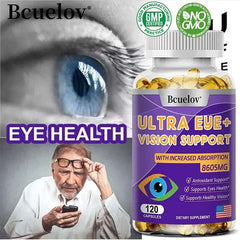 Eye Vitamins with A Blend of Lutein, Zeaxanthin and Bilberry Extract for Macular Fatigue, Dry Eyes and Vision Health in Adults