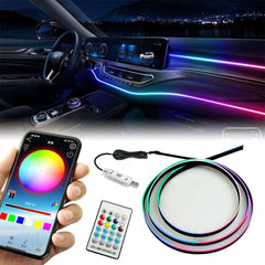 Car LED Ambient Light 64 Color Acrylic Strips 110cm Full Colors RGB Car Interior Hidden App Remote Control Atmosphere Lamp