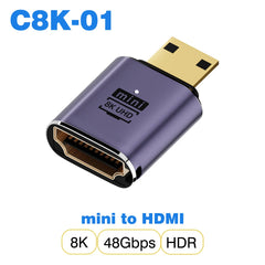 محول كابل HDMI 2.1 من UGOURD، محول من mini micro hdmi إلى HDMI 2.1 بسرعة 48 جيجابت في الثانية، 8K60HZ، 4K120HZ، لأجهزة العرض عالية الدقة، PS4، PS5، الكمبيوتر المحمول، الكمبيوتر الشخصي