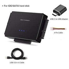 محول محرك الأقراص الصلبة SATA/IDE إلى USB 3.0 لمحول محرك الأقراص الصلبة العالمي 2.5/3.5 بوصة IDE SATA HDD SSD مع محول طاقة 12 فولت 2 أمبير