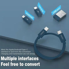 طقم كابل محول شحن متعدد المنافذ USB من النوع C إلى C بقدرة 60 وات، مجموعة تحويل USB C إلى Lightning، USB A وType C إلى Micro/Type C/Lighting