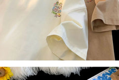 ex Pure Cotton ort Sve T-irt fiti Letter Print Casual Faionable UV Protection Coating Tag Removed Clothing