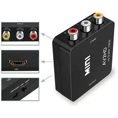محول RCA AV إلى HDMI متوافق مع AV/CVSB L/R Video Box HD 1080P 1920*1080 يدعم NTSC PAL إخراج AV إلى HDMI متوافق