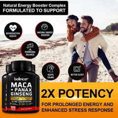 Maca + Ginseng Capsules - Male Enhancement Supplement To Promote Health, Energy and Endurance, and Muscle Mass