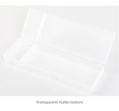 2023 Pencil Cases Pens Storage School Office Simple Matte Transparent Plastic Box Frosted White Stationery Supplies
