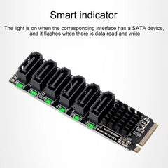 بطاقة محول M.2 إلى SATA3.0 عالية السرعة 6 جيجابت في الثانية ASM1166 M.2 PCIE إلى SATA بطاقة توسعة مع مؤشر ذكي