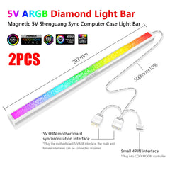 COOLMOON ARGB LED Strip Light 5V 3Pin/Small 4Pin Diamond Magnetic Colorful Atmosphere DIY Lamp Bar for PC Computer Case Chassis