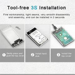 علبة محرك أقراص صلبة SATA SSD مقاس 2.5 بوصة بمنفذ USB 3.0 مع سرعة نقل 5 جيجابت في الثانية، وعلب أقراص صلبة خارجية متنقلة وكابل