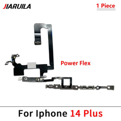 كابل مرن لتشغيل وإيقاف التشغيل لهاتف iPhone 13 14 15 Pro Max Plus Mini مع زر جانبي لرفع الصوت وأسفل وشريط مفاتيح مع كابل مرن معدني