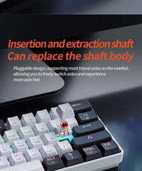 MUCAI MK61 RGB Backlit Gaming Mechanical Keyboard 61-Key Red Switch Wired Detachable Cable USB Interface Hot Swappable