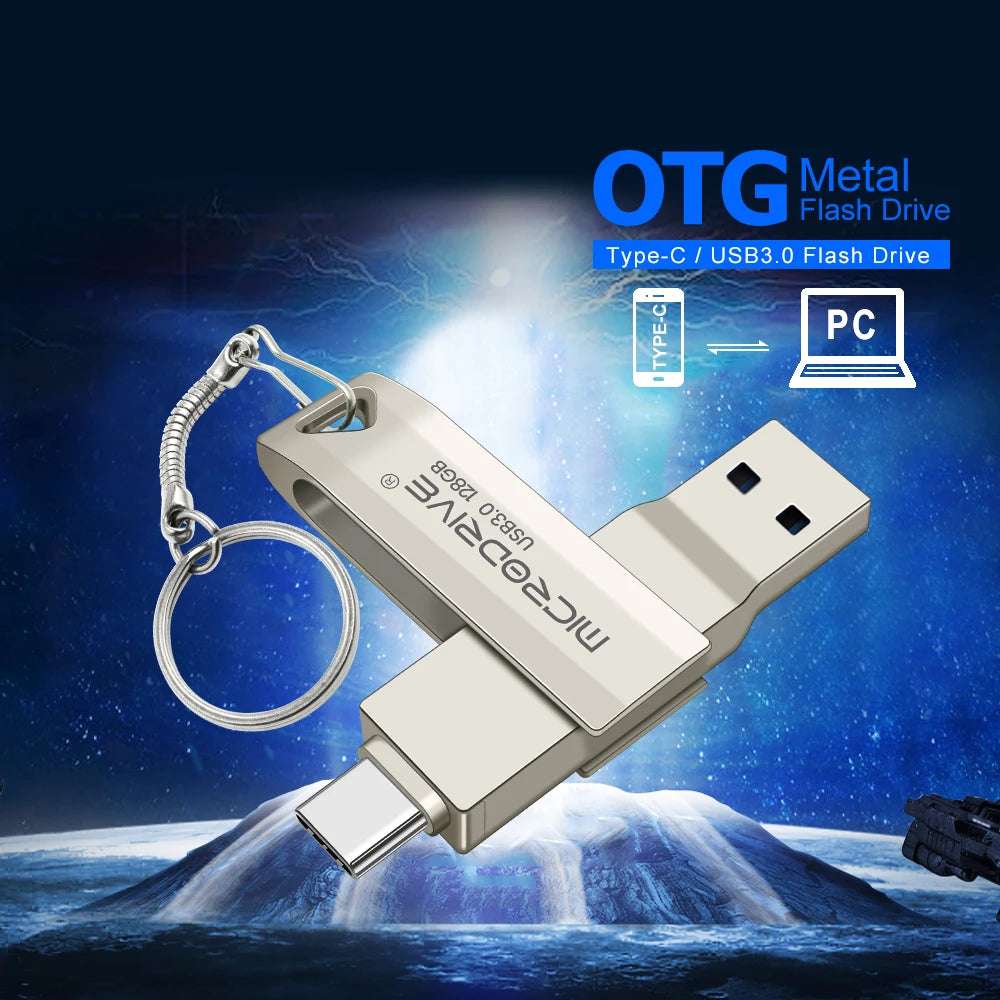 Type C 3 in 1 USB 3.0 Flash Drive 64GB 128GB 256GB pendrive pen drive real capacity usb memory stick for phone and pc