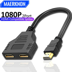 HD 1080P HDMI Splitter Dual Port 1 in 2 Out Cable Male To Female HDTV Adapter For Laptop TV Box Monitor HDMI-Compatible Splitter