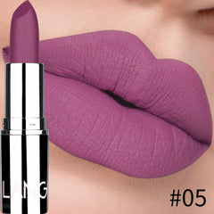أحمر شفاه Langmani Silver Tube Matte Lipstick Non Staying Cup Makeup أحمر شفاه متوفر بـ 8 ألوان