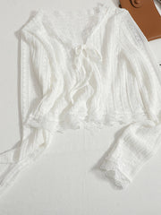 كارديجان دانتيل مفتوح من Sweet Lace للنساء، ملابس صيفية جديدة مع حزام، غطاء صغير، ملابس حماية من الشمس ومكيفات الهواء