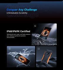 Cubot KingKong ES Ultra-thin Rugged Android Smartphone, 16GB RAM(6GB+10GB), 128GB ROM, 6.56" 90Hz Screen, 48MP Camera, 4G Phone