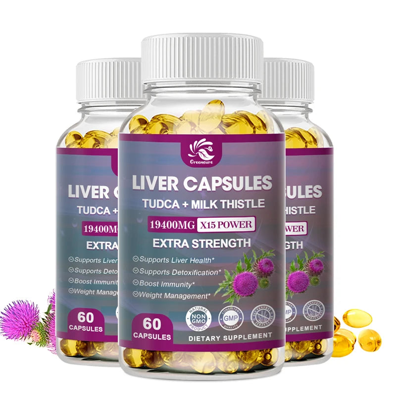 Greensure 60/120PCS Milk Thistle & Dandelion Extract Liver Capsule to Improve Liver Detoxification &Cleanse Support Liver Health
