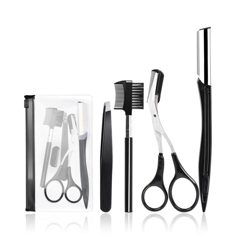 4-11PCS Eyebrow Trimmer Set Scissors Tweezers Eyebrow Razor Scraping Eyebrow Comb Razor Eyebrow Clip Makeup Tools Sets