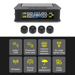 Tire Pressure Monitoring System Temperature Warning New C External Battery Version Sensors Solar TPMS Car Tyre Pressure Monitor