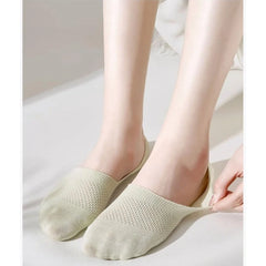 5Pairs Women's summer thin mesh boat socks, shallow mouth sweat breathable anti-odor short socks
