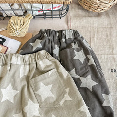 7030-1 Children Pants autumn boys and girls loose leg pants children harem cotton printed pants girl's pants