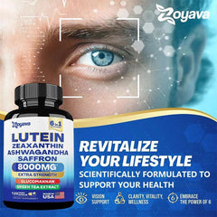 Lutein & Zeaxanthin Supplement 8000 Mg Eye Vitamins with Saffron for Adults, Eye Health Supplement, Supports Vision